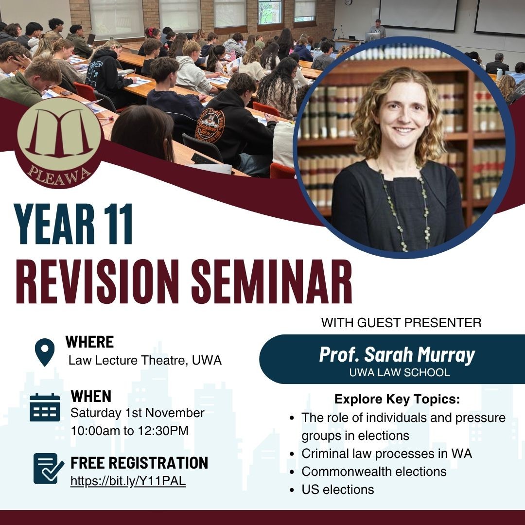 Year 11 - PLEAWA Semester Two Revision Seminar (2025)
